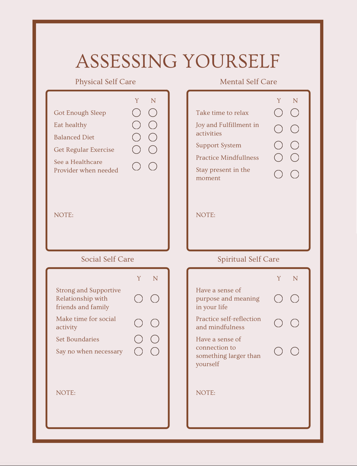 Self Care Workbook For Woman