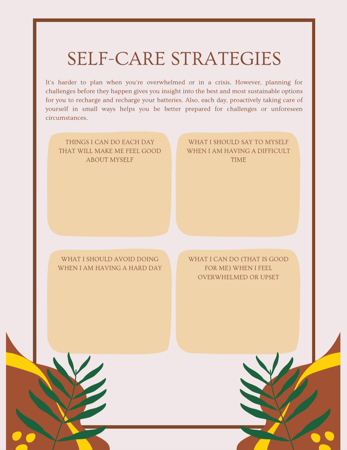 Self Care Workbook For Woman